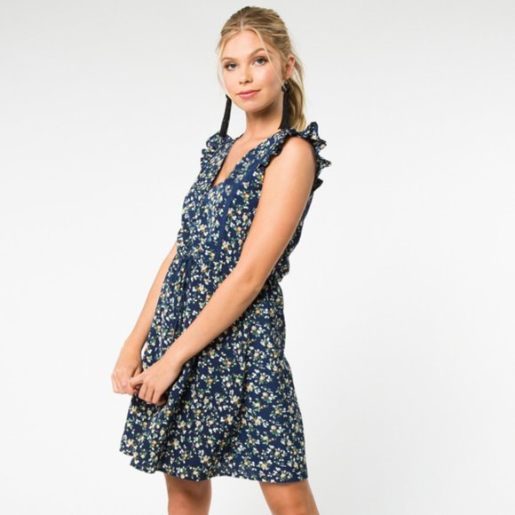 Everly Dresses & Skirts - Navy Blue Floral Fit and Flare Dress